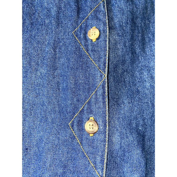 AJ Brandon Vtg Denim Button Down Fall Embroidered Shirt Large Sunflower 90s - Picture 7 of 7